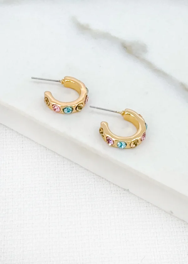 Crystal Inset Hoop Earrings
