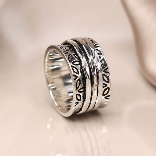 Sterling Silver Embossed Spinning Ring