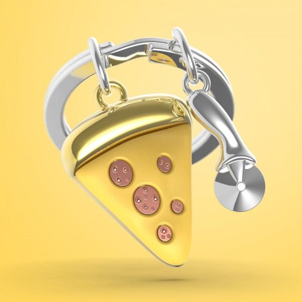 Pizza Slice and Cutter Key Ring