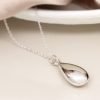 Sterling silver fine chain necklace with an elegant polished silver droplet pendant