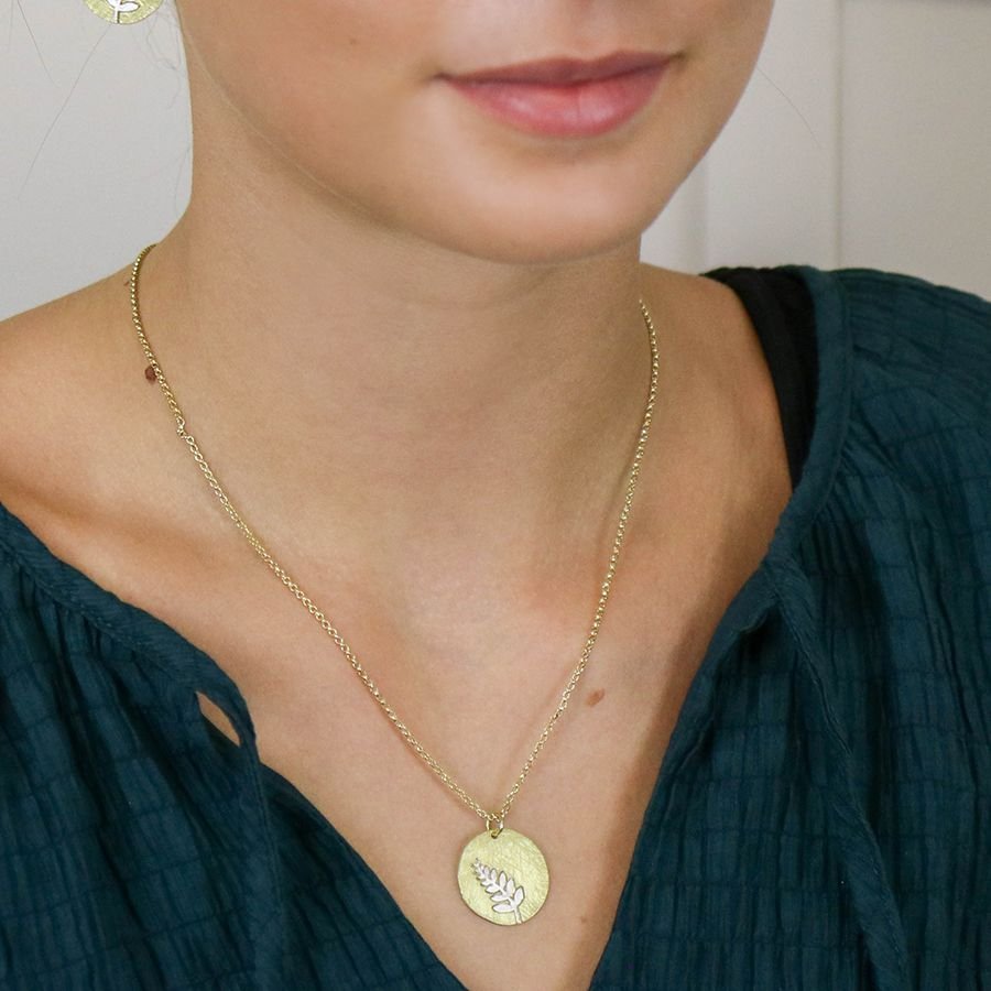 Brushed Gold Disc Necklace - Image 2