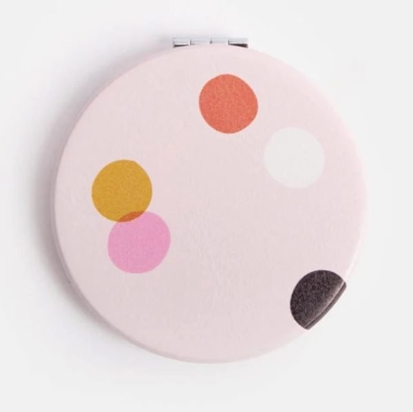 Pale Pink Dotty Round Pocket Mirror