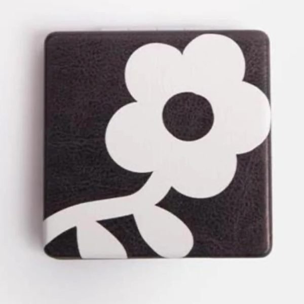 Charcoal Mono Flower Square Pocket Mirror