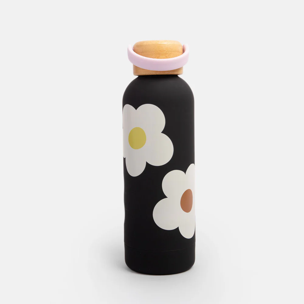 Multi Flower Charcoal Metal Water Bottle - Image 2