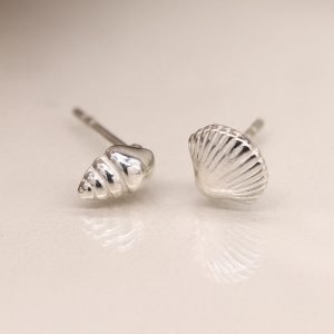 Sterling Silver Mismatched Shell Stud Earrings