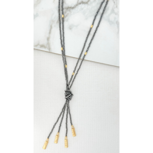 Grey and gold crystal knot necklace