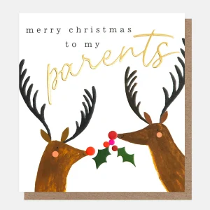 Reindeer Merry Christmas To My Parents Card