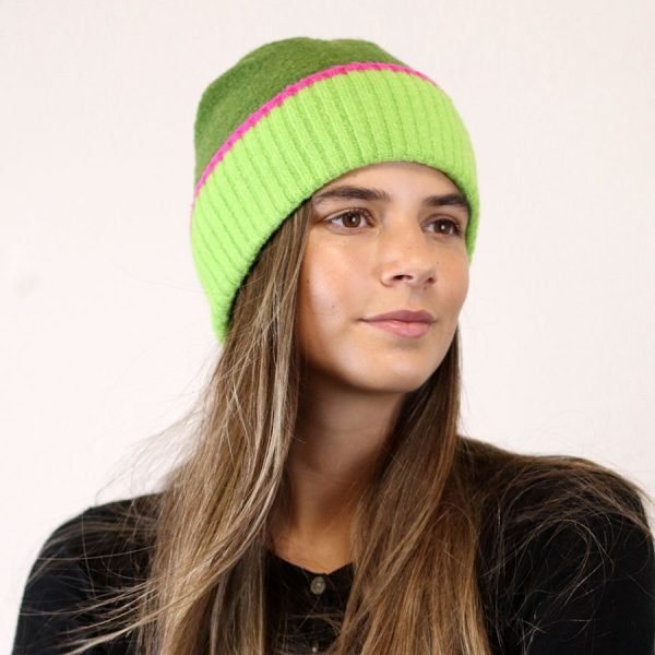 Green Knit Beanie Hat