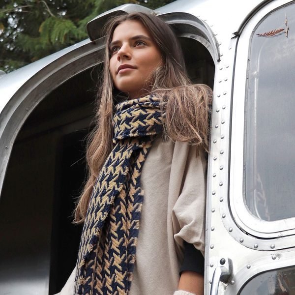 Houndstooth Pattern Scarf with fringe