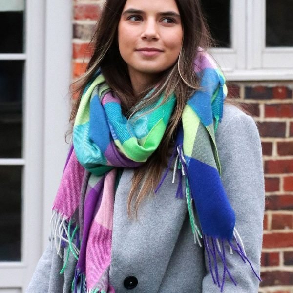 Blue and Green Checked Scarf
