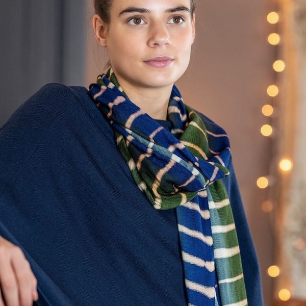 Navy and Olive Stripe scarf