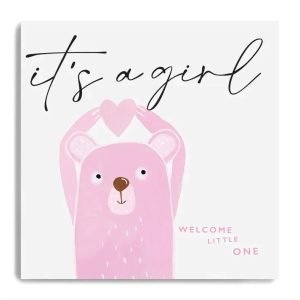 It’s a Girl Bear Holding Heart Card