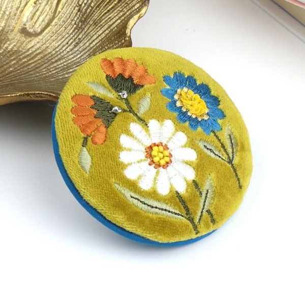 Mustard Velvet Hedgehog Compact Mirror