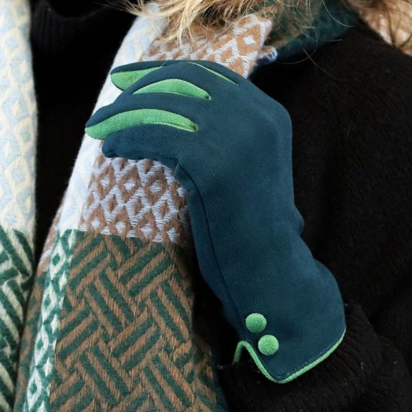 Faux Suede Contrast Fourchette Gloves