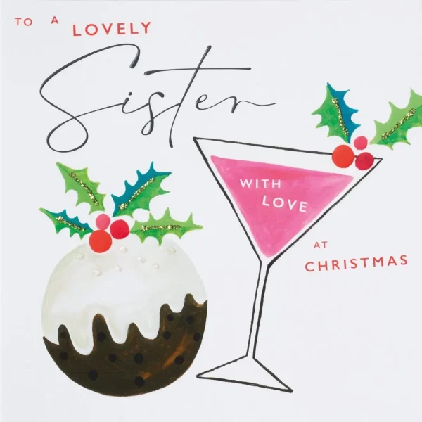 Lovely Sister With Love at Christmas Card