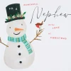 Wonderful Nephew With Love At Christmas Card illustrated with a cute hand drawn snowman