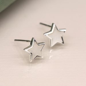 Alternative view of Sterling Silver Mother of Pearl Star Earrings