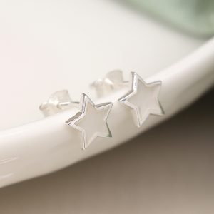 Sterling Silver Mother of Pearl Star Earrings