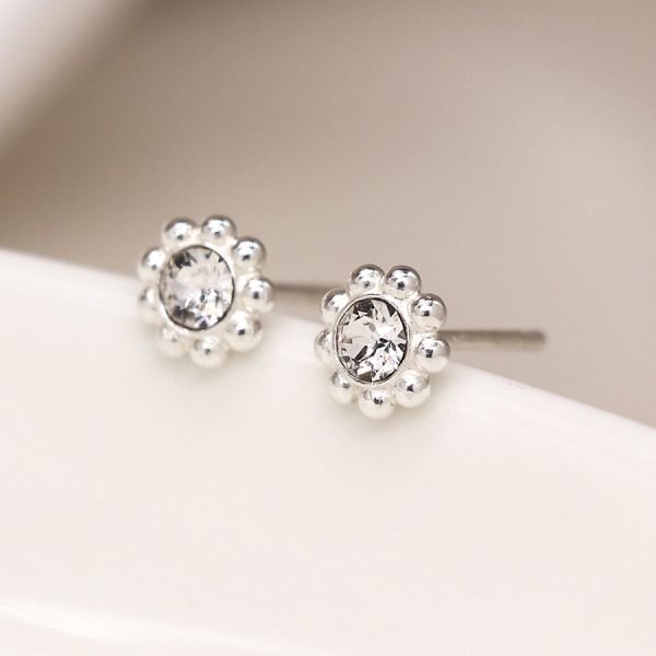 Sterling Silver Rhinestone Stud Earrings