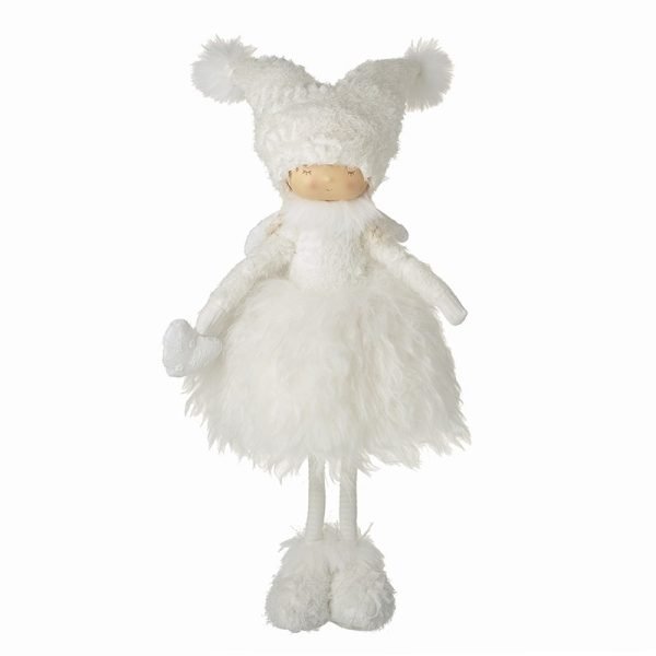 Standing Girl in White Fluffy Dress Decoration