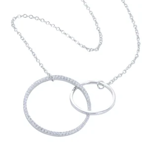 Sterling Silver Pave Twin Rings Necklace