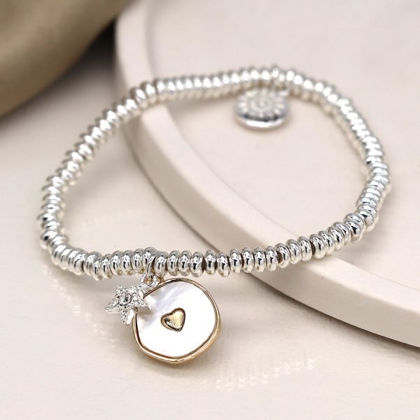 Silver Plated Star and Heart Bracelet
