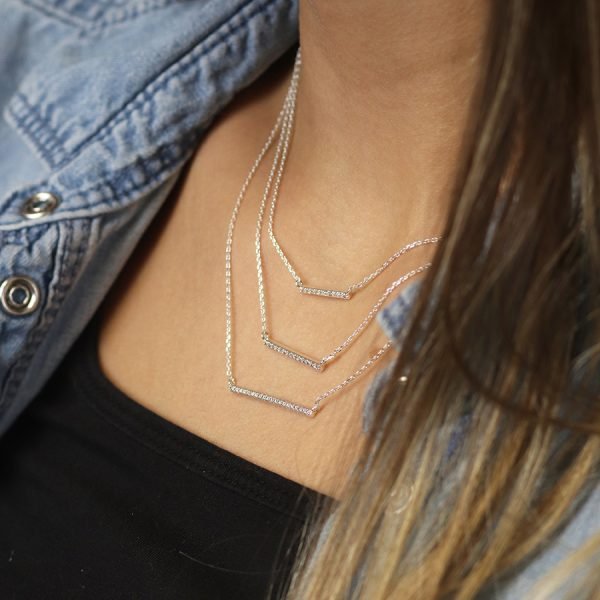 Triple Crystal Bar Necklace
