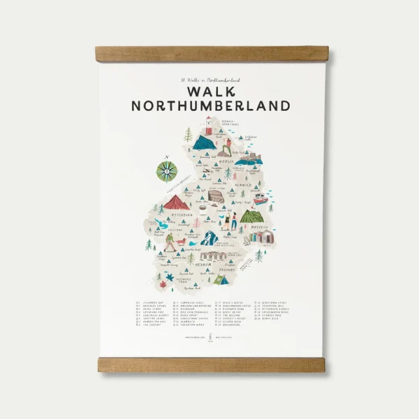 Walk Northumberland Map Print
