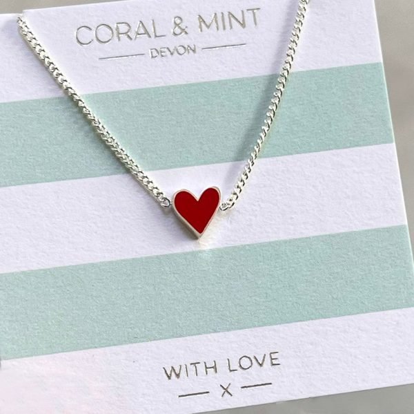 Red Enamel Heart Necklace