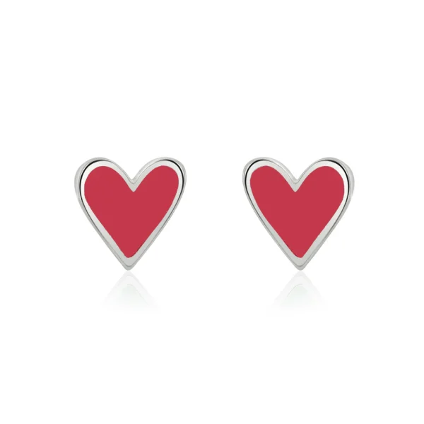 Berry Red Enamel Mini Heart Earrings