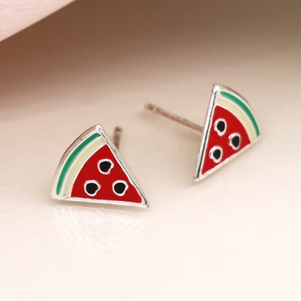 Sterling Silver Enamel Watermelon Earrings