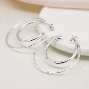 Alternative view of Sterling Silver Crescent Moon Hoop Earrings