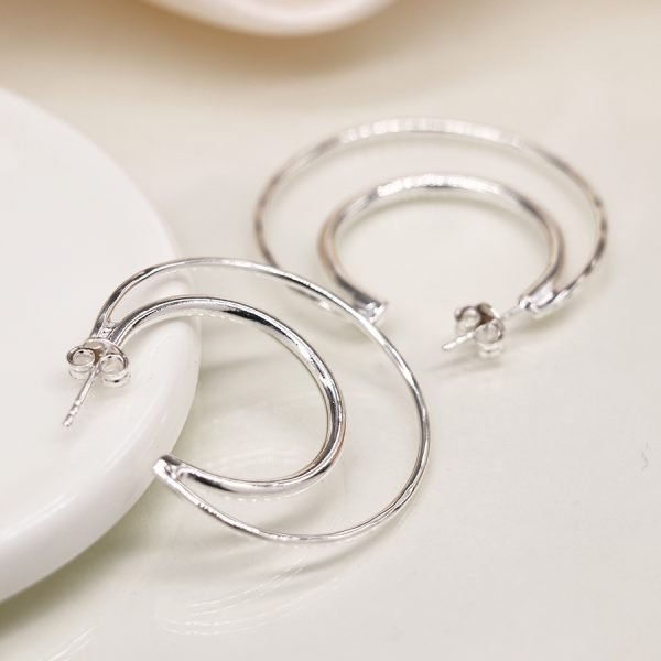 Sterling Silver Crescent Moon Hoop Earrings