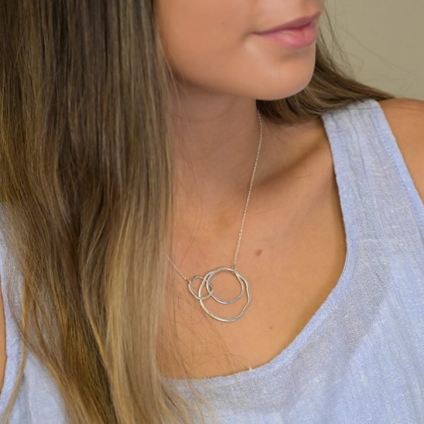 Sterling Silver Hammered Hoops Necklace
