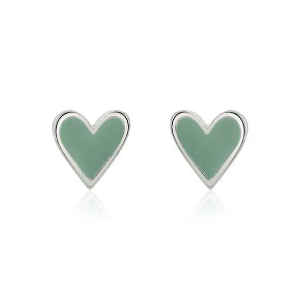 Mint Enamel Mini Heart Earrings