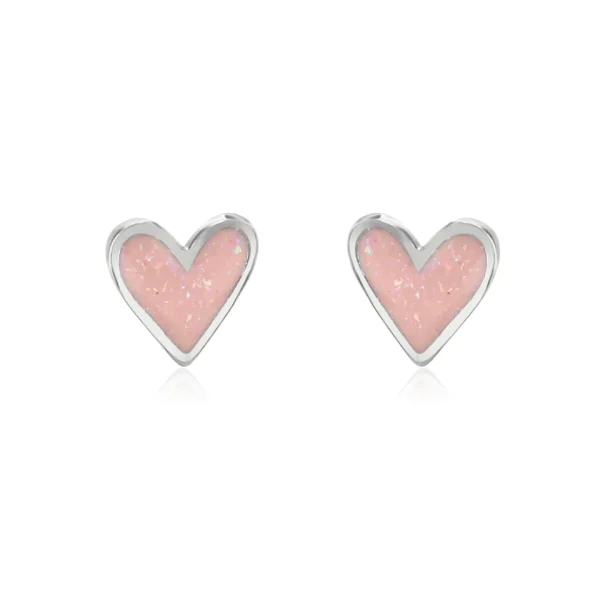 Baby Pink Enamel Mini Heart Earrings