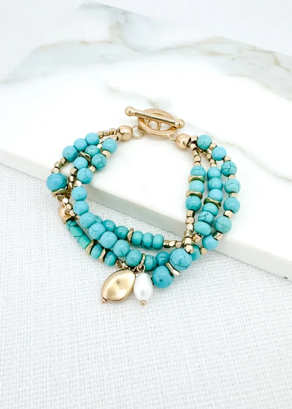 Gold and Stone Layered Bracelet