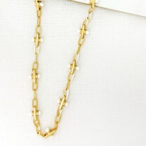Alternative view of Long Silver and Gold Link Necklace