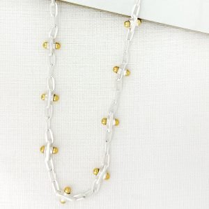 Long Silver and Gold Link Necklace