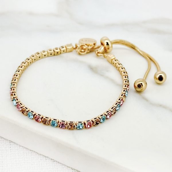 Multi Coloured Crystal Tennis Bracelet