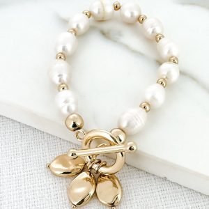 Pearl and Gold Bead Bracelet