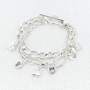Chunky Chain and Hearts Layered Bracelet