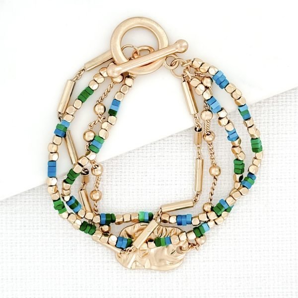 Gold and Colourful Beads Bracelet