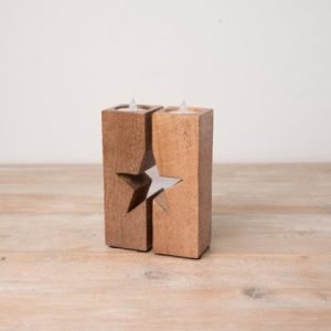 Split Star Wooden Tealight Holder