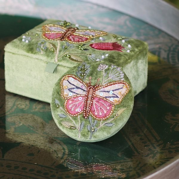 Butterfly Velvet Compact Mirror