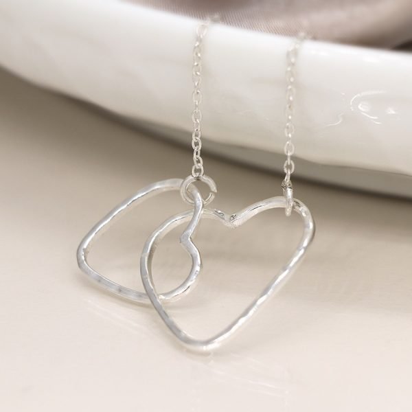 Sterling Silver Linked Hearts Necklace