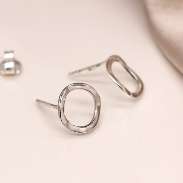 Sterling Silver Organic Hoop Stud Earrings