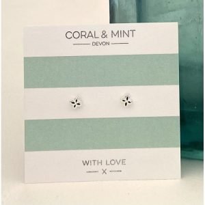 Geo flower studs with navy enamel