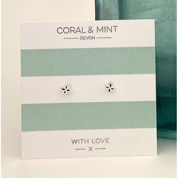 Geo flower studs with navy enamel
