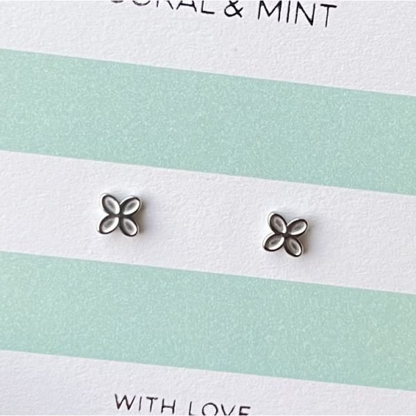 Silver geo flower studs